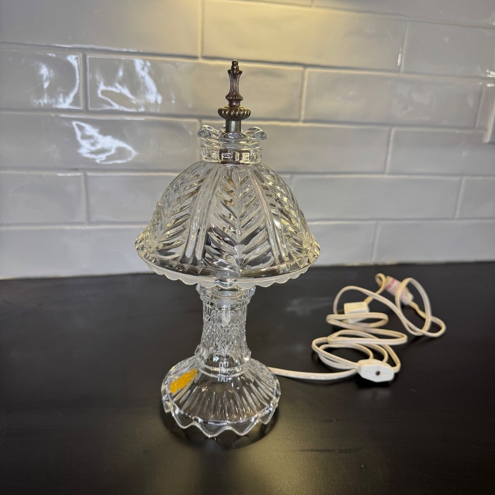 Imperlux Table Lamp Home 10.5in Clear Hand Cut Lead Crystal West Germany Vintage